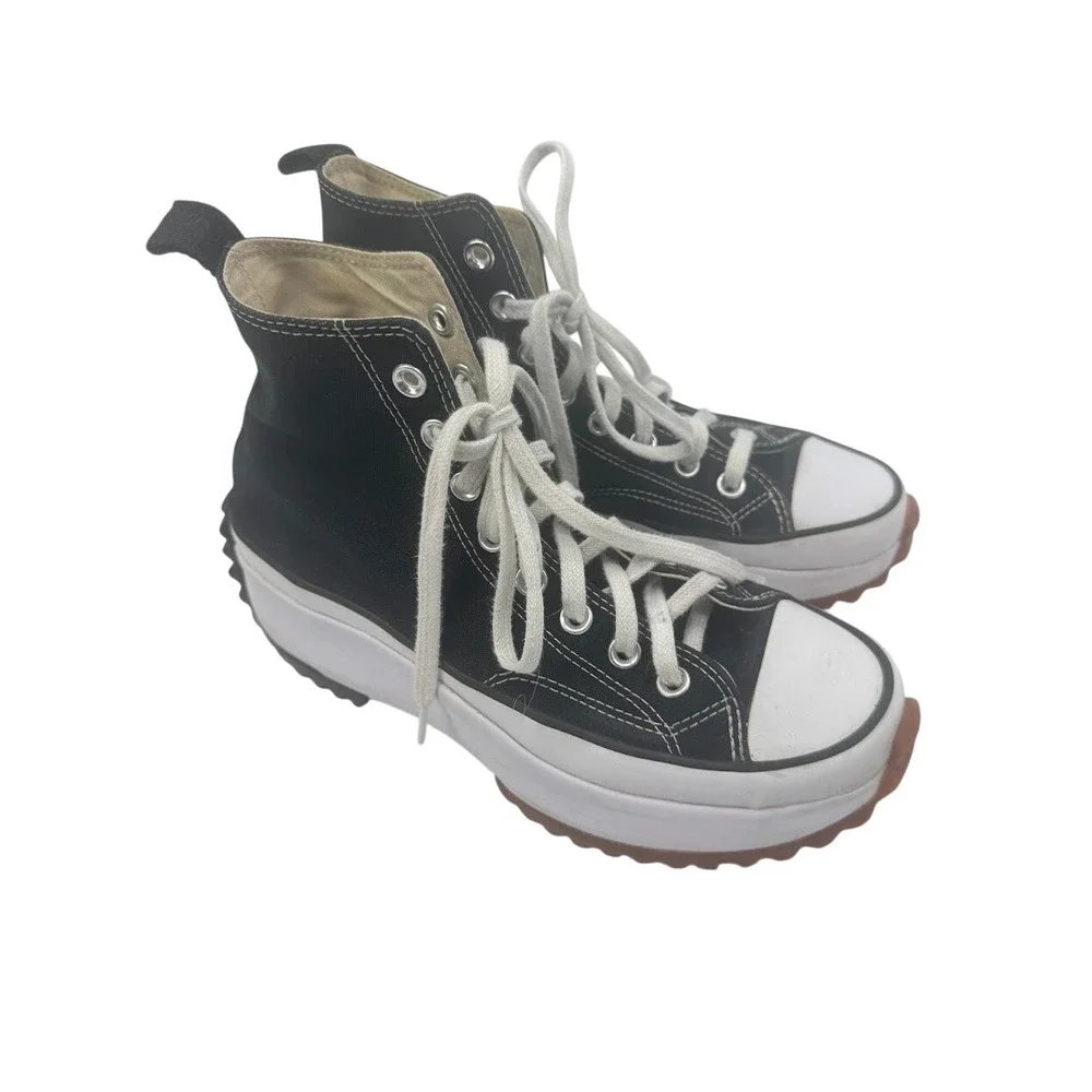 Converse Run Star Hike High Top Platform Sneakers Black White Mens 7 W 8.5 - Picture 3 of 10
